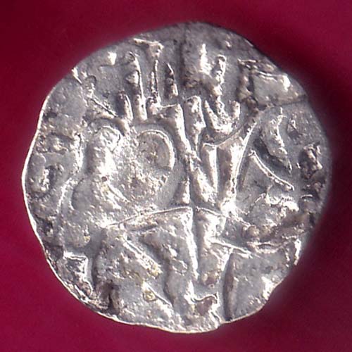 Hindushahia, kabul n gandhara silver drachma horseman n bull type coin:- OO1073