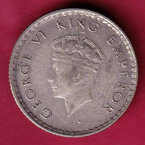 British India 1940 First Head George vi King Emperor 1/4 Rupee–@HUB1568