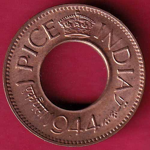 British india king george vi 1944 one pice beautiful copper coin – S905
