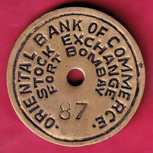 BANK TOKEN : ORIENTAL BANK OF COMMERCE STOCK EXCHANGE FORT BOMBAY 87 –@HUB1605