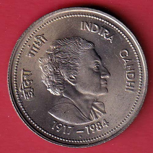 republic India indira Gandhi 5 rupee :- OO2982