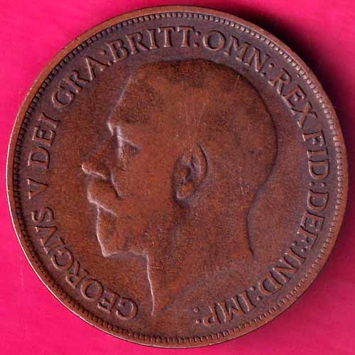 ONE PENNY  1917 GEORGIVS V DEI GRABRITT: OMN:REX FID:DEF:IND:IMP:- OO951