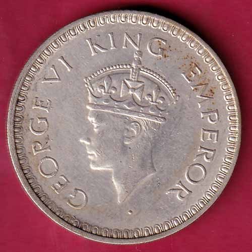 British India 1943 BOMBAY MINT George Vi ONE Rupee Rare Silver coin - S1423