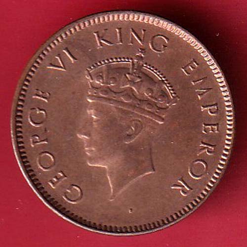 BRITISH INDIA 1939 ONE QURTER ANNA GEORGE VI COPPER COIN–OO5273