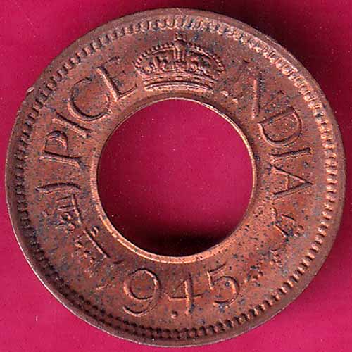 British india king bombay mint george vi 1945 one pice beautiful copper Coin –@HUB3885