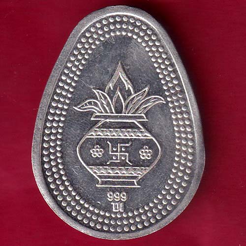 SILVER TOKEN: KALASH WITH SWASTIK MAK FINE SILVER 999–OO2343