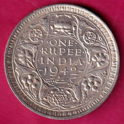 BRITISH INDIA 1942 BOMBAY MINT GEORGE VI ONE RUPEE BEAUTIFUL SILVER-GB70