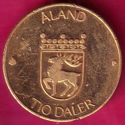 ALAND 1991 TIO MARK RARE COIN  :- OO935
