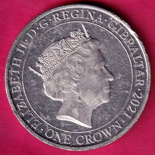 Gibraltar Elizabeth II One Crown 2021–@HUB1908