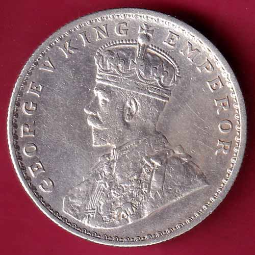 British India 1915 George V One Rupee Silver Coin  :- S2297