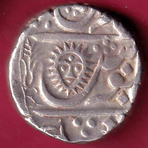 INDORE STATE SUN FACE INO SHAH ALAM II MALHAR RAO ONE RUPEE SILVER COIN  –@HUB2408
