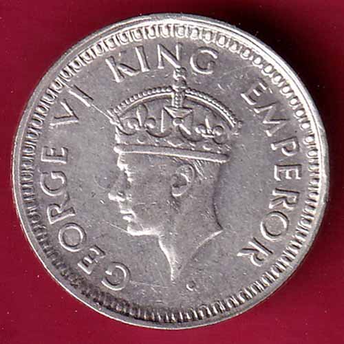 BRITISH INDIA 1943 BOMBAY MINT GEORGE VI 1/4 RUPEE BEAUTIFUL SILVER COIN – S2078
