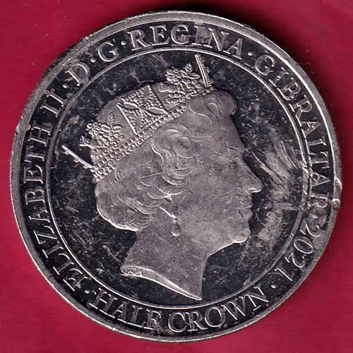 Elizabeth II D.G. Regina Gibraltar 2021 Half Crown Fight Through To Final Victory  : S2454