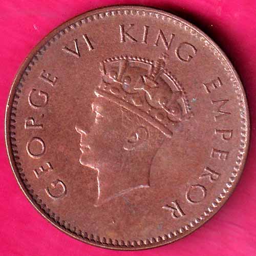 BRITISH INDIA 1938 GEORGE VI ONE QUARTER ANNA COPPER COIN-OO552