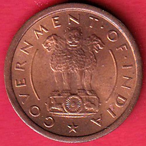 GOVERNMENT OF INDIA 1954 ONE PICE COPPER COIN–@HUB5348
