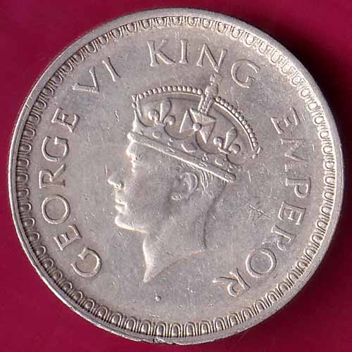 BRITISH INDIA 1943 BOMBAY MINT GEORGE VI ONE RUPEE RARE SILVER COIN -OO578