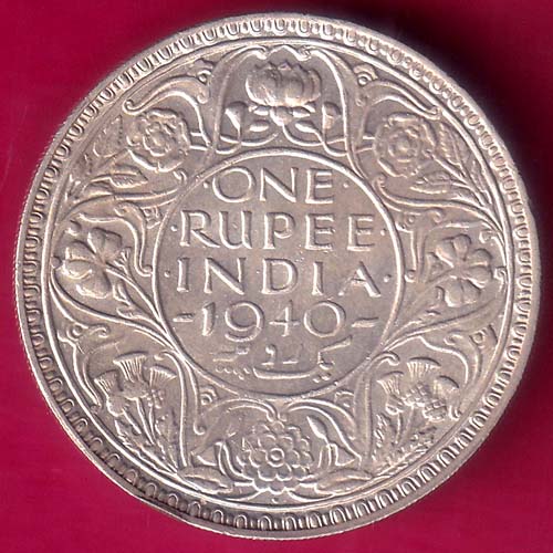 BRITISH INDIA 1940 BOMBAY MINT GEORGE VI ONE RUPEE BEAUTIFUL SILVER COIN :- OO872
