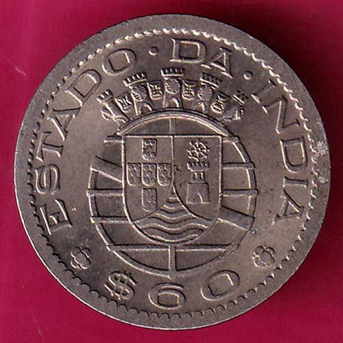 PORTUGUESE INDIA GOA 60 CENTAVOS 1958 COIN - @HUB1982