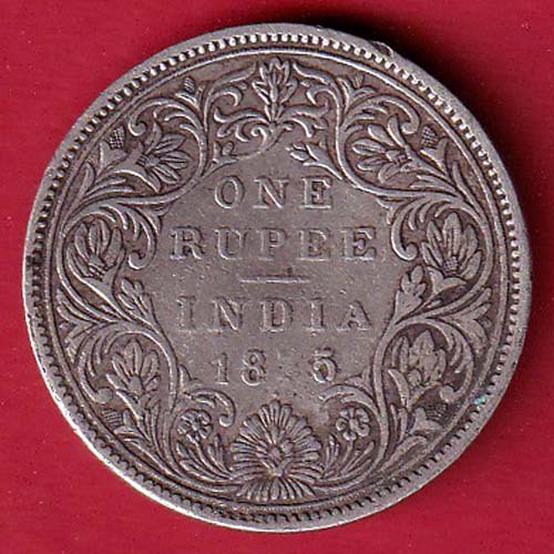 BRITISH INDIA “1/4 DOTS ” 1875  VICTORIA QUEEN ONE RUPEE BEAUTIFUL SILVER COIN– OO4491