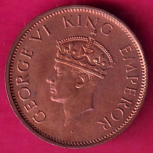 British india 1940 George vi one quarter anna copper coin –@HUB4289