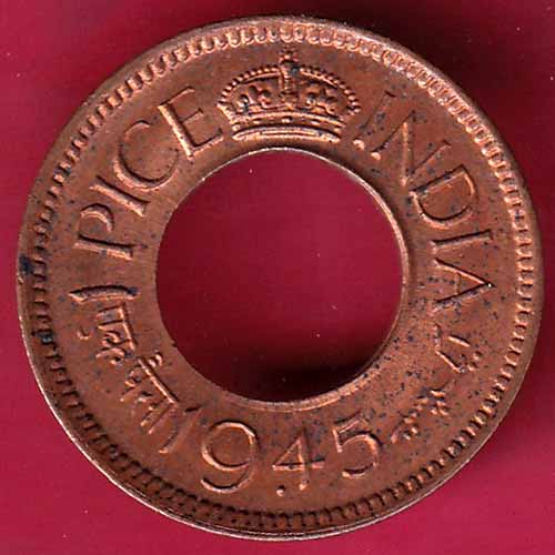 British india king bombay mint george vi 1945 one pice beautiful copper Coin:- S2506