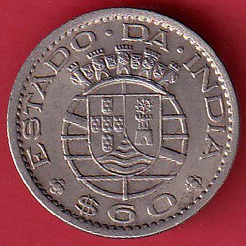 PORTUGUESE INDIA GOA 60 CENTAVOS 1958 COIN :- OO2891