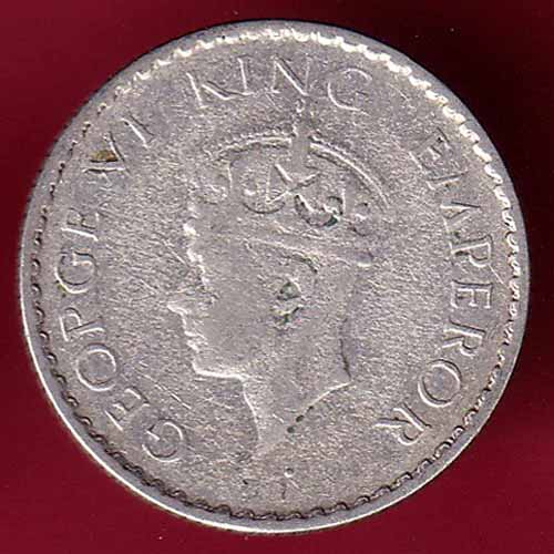 British India 1940 Bombay mint George vi 1/4 Rupee Silver Coin - S1576
