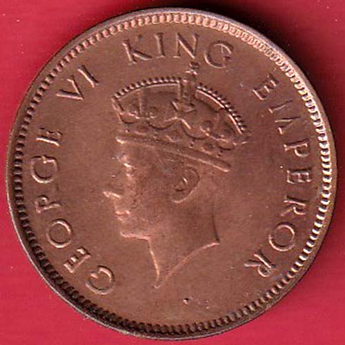 BRITISH INDIA 1939 ONE QURTER ANNA GEORGE VI COPPER COIN  :- OO3507