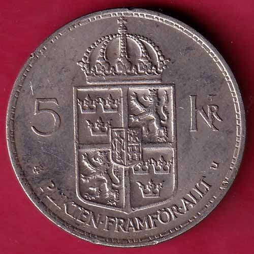 Gustaf VI Adolf Sveriges konung 1973 Plikten Framfor Allt 5 Kr :- S2331