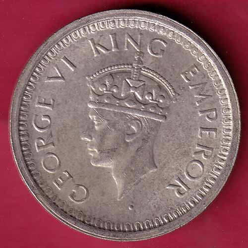 BRITISH INDIA 1944 GEORGE VI BOMBAY MINT ONE RUPEE SILVER COIN  :- S1284