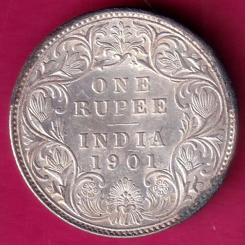 British india 1901 victoria empress one rupee scarce silver coin–@HUB3241