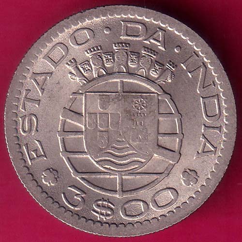 PORTUGUESE INDIA GOA 3 ESCUDO 1959 RARE COIN:- OO873