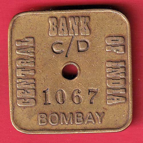 BANK TOKEN: CENTRAL BANK OF INDIA BOMBAY 1067  :- OO3125
