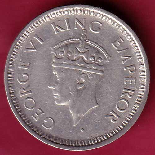 British India 1944 George Vi 1/4 Rupee Rare Silver coin - S1370