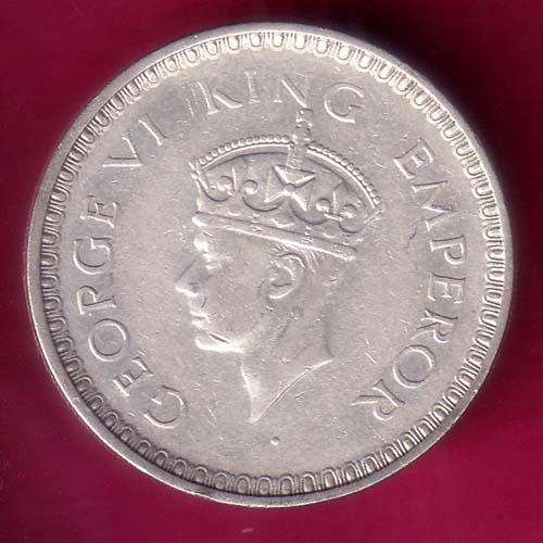BRITISH INDIA 1943 BOMBAY MINT GEORGE VI ONE RUPEE BEAUTIFUL SILVER COIN- OO1079