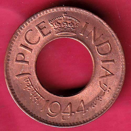 British india king george vi 1944 LAHORE MINT one pice copper coin @HUB1883