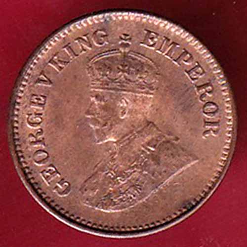 BRITISH INDIA 1932 George V 1/2 pice COPPER COIN– S2858