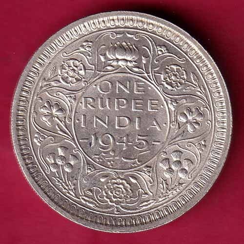 British India 1943 BOMBAY MINT George Vi ONE Rupee Rare Silver coin –@HUB1485