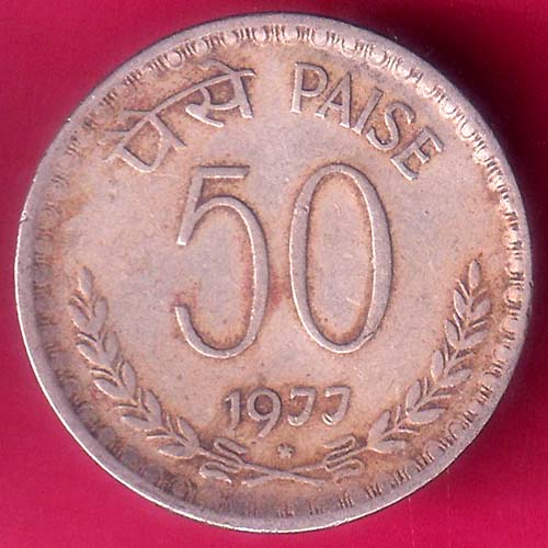 Republic india 1977  50 PAISE–@HUB3356