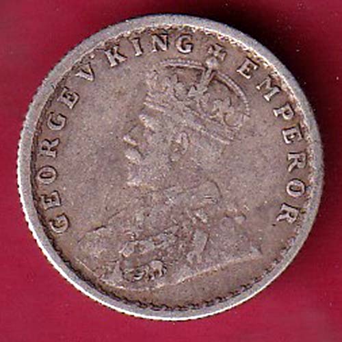British India 1919 George v 1/4 Rupee silver coin :-OO2386