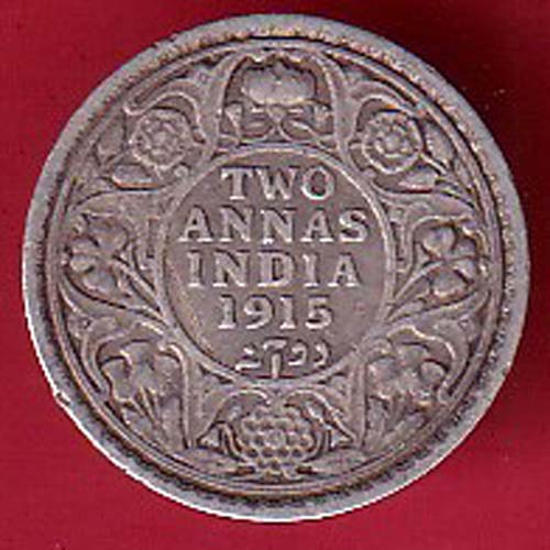 British India 1915 George v two annas silver coin– oo5857
