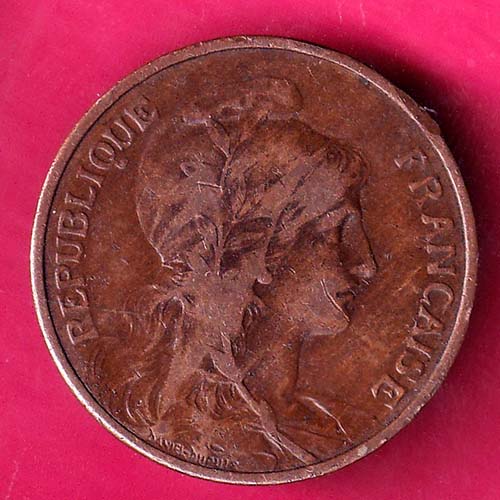 France 5 Centimes Liberty head right Rare Copper Coin@hub5034