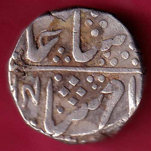 INDORE STATE SUN FACE INO SHAH ALAM II MALHAR RAO ONE RUPEE SILVER   :- @HUB1380