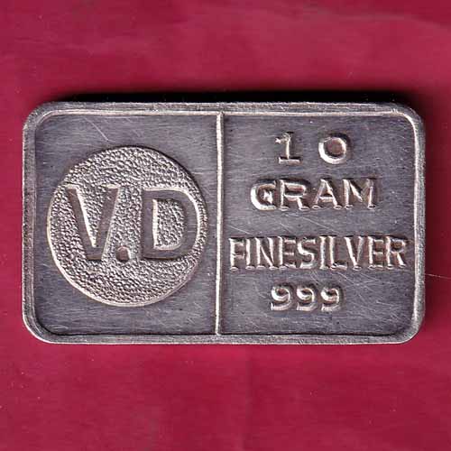 Silver Bar :- Parikh Vrajlal Dahyabhai Sons 10 Gram Gasdiwad Aanad V.D. :- S2212