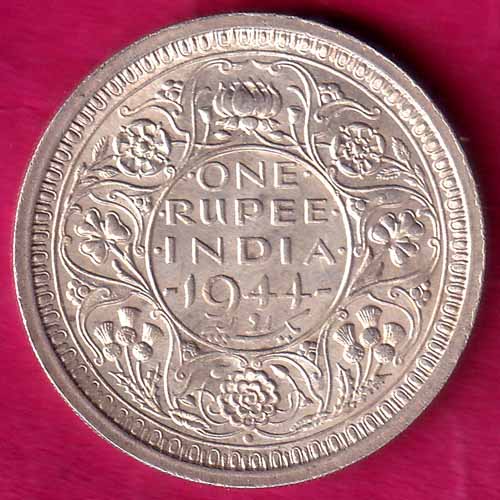 BRITISH INDIA 1944 BOMBAY MINT GEORGE VI ONE RUPEE BEAUTIFUL SILVER COIN :- OO914