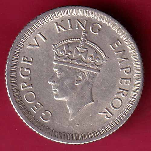British India 1942 George VI 1/4 Rupee Silver Coin - S1523