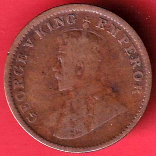 british india 1911 george v one quarter anna copper coin :- OO3527