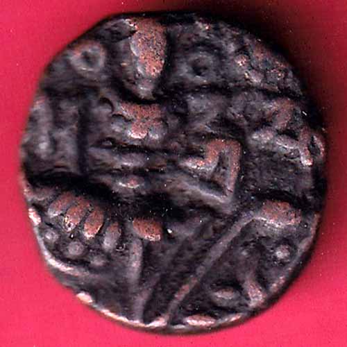 lohar of kashmir sangram deva copper one drachma beautiful coin - S1591