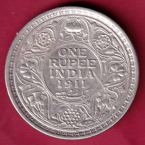 BRITISH INDIA 1911 GEORGE V ONE RUPEE BEAUTIFUL SILVER COIN – S1865