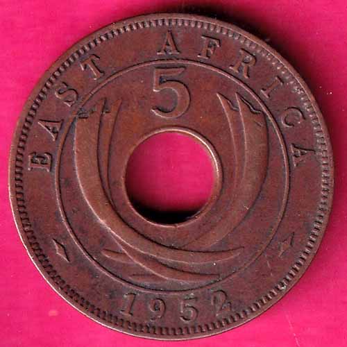 East Africa Uganda 1952 Georgivs v Five Cents –@HUB3841